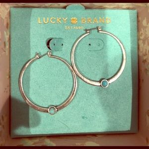 Lucky brand sterling silver and turquoise hoops